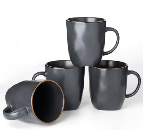 famiware Coffee Mugs Set of 4, Ocean Square 13oz Coffee Cup Set with Handle
