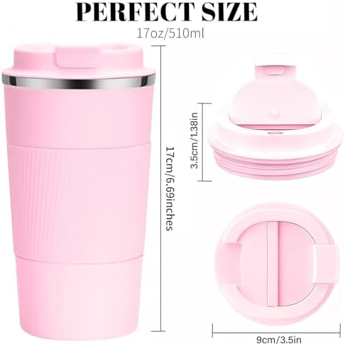 Insulated Travel Coffee Mug, Stainless Steel Coffee Cup with Leakproof Lid