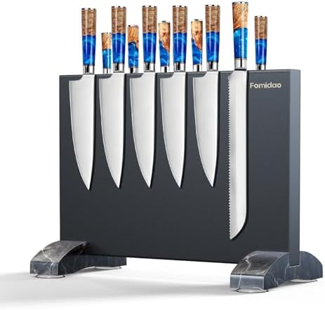 Magnetic Knife Holder Block,Black Magnetic Knife Stand for Kitchen Counter Top,Double Sided Stainless Steel Knife Storage,Strong Magnet Knife Rack