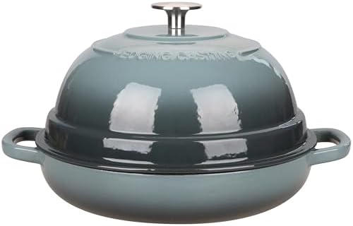 EDGING CASTING Enameled Cast Iron Dutch Oven Pot with Lid, Round Bread Oven for Homemade Sourdough Bread Baking, 6 Quart, Slateblue
