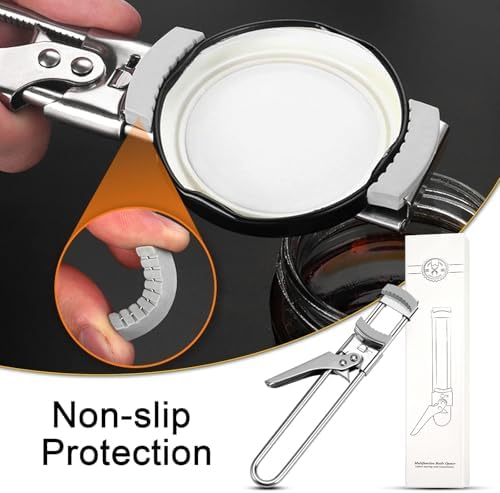 Jar Opener Bottle Opener, Adjustable Jar Openers, Multifunctional Stainless Steel Jar Lid Opener Gripper Can Opener for Weak Hands, Seniors with Arthritis, Manual, Kitchen Accessories