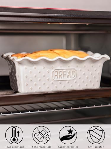Ceramic Loaf Pan for Baking Bread, 9"X5" Bread Pans (Vintage White)