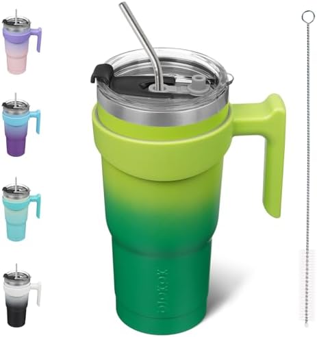 BJPKPK 20 oz Tumbler with Handle & Straw, Insulated Stainless Steel Mug