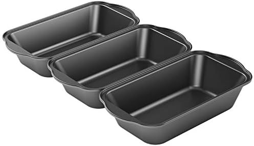 Tiawudi 3 Pack Nonstick Carbon Steel Baking Bread Pan, Large Loaf Pan, 9 1/2" x 5"