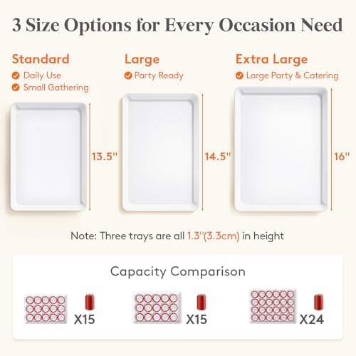 Lifewit 6 Pcs Extra Large Serving Trays for Party, 16" x 12" Food Platters