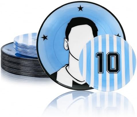 I00000 20Pcs Blue Plastic Soccer Plates, Disposable Plates for Soccer Party