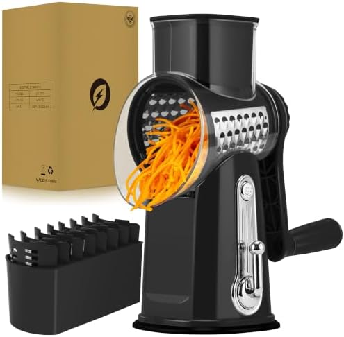 SUSTEAS Rotary Cheese Grater 5 Blades,Kitchen Mandoline Vegetable Slicer