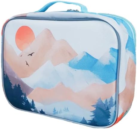 Fenrici Watercolor Lunch Box for Girls, Kids, Teens, Women Insulated Lunch Bag, Soft Sided Compartments, Spacious, BPA Free, Food Safe, 10.8in x 8.5in x 2.8in (Limited Edition)