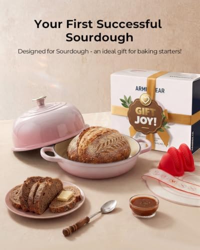 5QT Enameled Cast Iron Sourdough Bread Oven for Homemade, Pink