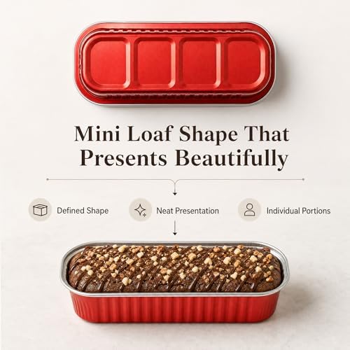 50 Pack Red 6.8oz Mini Cake Pans with Lids, Spoons and Stickers