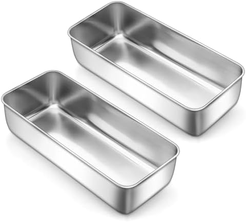 LIANYU Large Baking Loaf Pans Set, 12x5 Inch Stainless Steel Bread Pans