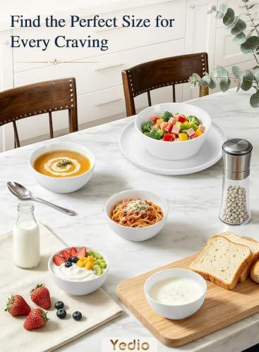Small Bowls Set, White, 10 oz Porcelain Bowls of 4