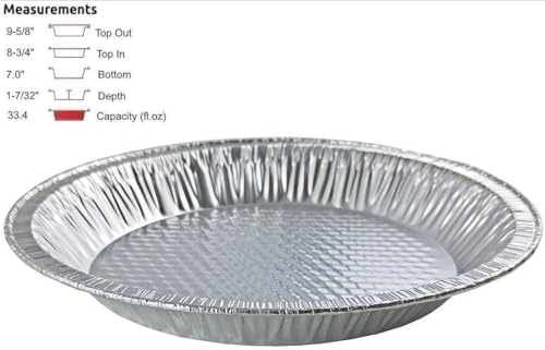 Handi-Foil 10" (Actual Top-Out 9-5/8 Inches - Top-In 8-3/4 Inches) Aluminum Foil Pie Pan - Disposable Baking Tin Plates Made in USA (Pack of 12)