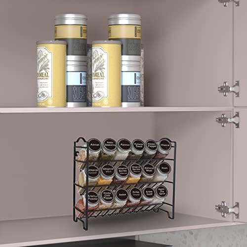 SWOMMOLY Spice Rack Organizer with 18 Spice Jars 4 oz, 396 Spice Labels