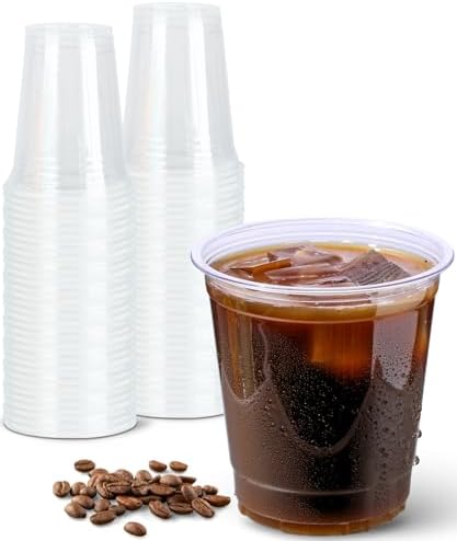 Aatriet 100 Pack 12 oz Clear Plastic Cups, 12oz Clear Disposable Punch Cups Wine Glasses, Sturdy Recylable Small Drinking Cup for Wedding Party, Cocktail Cup, Plastic Tumblers for Cold Drinks