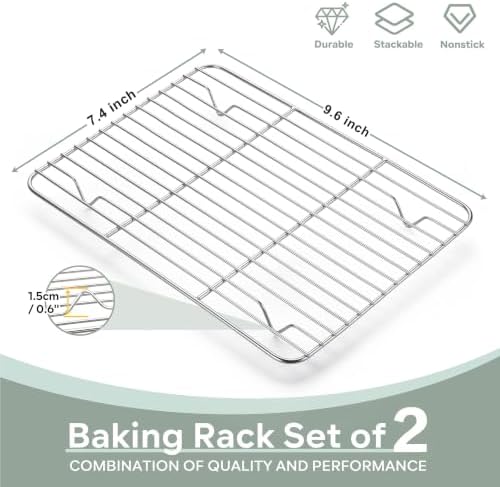Herogo 2 Pack Cooling Rack, 9.6” x 7.4” Stainless Steel Baking Racks