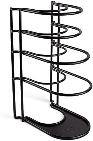 Cuisinel Pan Organizer for Cast Iron, XL 5-Tier Rack, Matte Black 15.9"