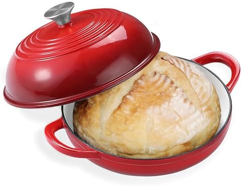 6 QT Enameled Cast Iron Round Bread Oven, Sourdough Dutch Oven