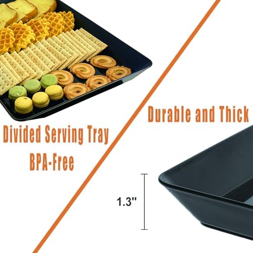 Serving Tray Platter, 5 Pcs Food Tray for Veggie Fruit Snack Dessert Cookie Cheese, Food Trays for Party Supplies Display, Plastic Platters for Serving Food, Large Trays, BPA Free