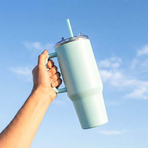 Hogg Big Swig 40oz Tumbler with Handle and Straw - Marina Mist, 40 oz Tumbler, Insulated Cup with Handle, 40oz Water Bottle with Straw, Thermal Cups, Leak Proof Lid, Travel Mugs, Stainless Steel
