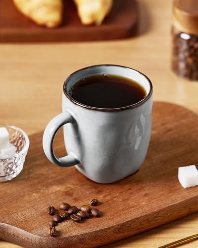 famiware Coffee Mugs Set of 4, Ocean Square 13oz Coffee Cup Set with Handle
