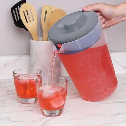 Water Pitcher with Lid 1 Gallon Pitcher BPA Free & Phthalate Free - Gray