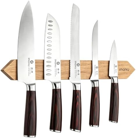 imarku 5PCS Kitchen Knife Set, Japanese Knife Set with Pakkawood Handle