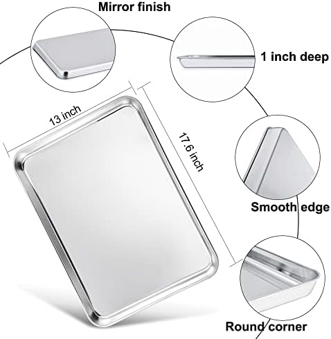 TeamFar Cookie Sheets with Cooling Racks, 2 Pans + 2 Racks, 17.6x13x1 Inch