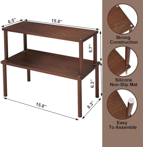 VERTORGAN 2 Pack Cabinet Organizer Shelf,Bamboo Countertop(Large,Brown)