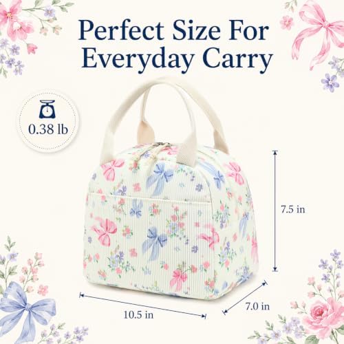 Bluboon Lunch Bag for Women Men Cute Corduroy Lunch Tote Bags Reusable Insulated Lunch Box Large Capacity Reusable Insulated Cooler for Work Picnic or Travel