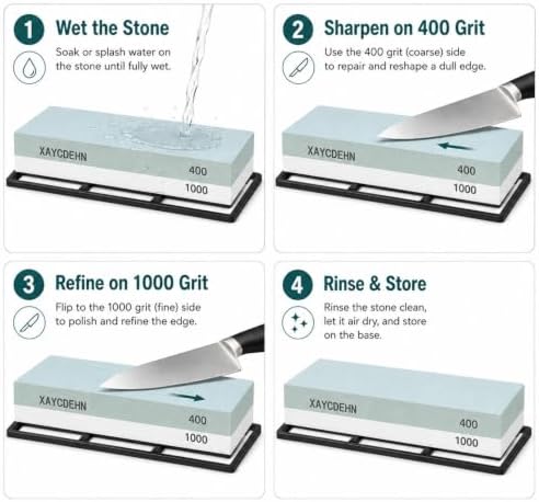 Knife Sharpening Stone 400/1000 Grit Whetstone for Kitchen Knives and Tools