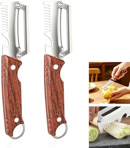 2 Pcs 3-in-1 Multifunctional Vegetable Peele, New Multifunctional Stainless Steel Fruit Peeler with Wooden Handle, Tool for Kitchen