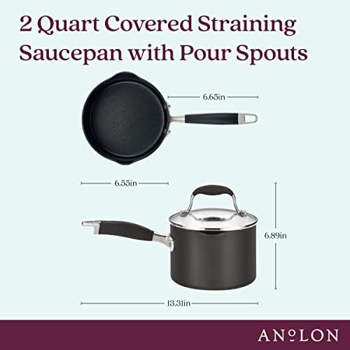 Anolon Advanced Home Nonstick Saucepan with Straining Lid, 2-Quart, Onyx