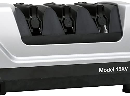 Chef’sChoice 15XV EdgeSelect Professional Electric Knife Sharpener with 100-Percent Diamond Abrasives and Precision Angle Guides for Straight Edge and Serrated Knives,3-Stage,Gray,(Pack of 4)