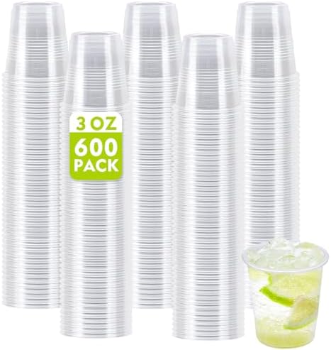 Clawsoff 600 Pack 3 oz Clear Plastic Cups Disposable Small Mouthwash Cups