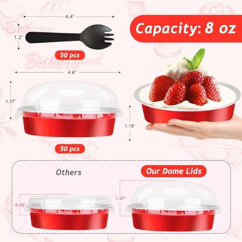 LNYZQUS 8oz Mini Pie Tins with Lids 50 Pack, 4 Inch Individual Cake Pans