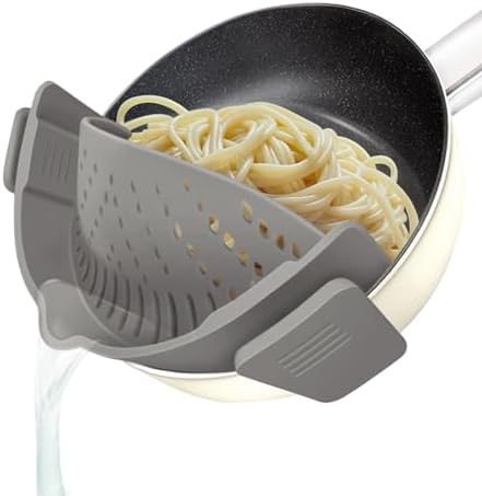 YEVIOR Clip on Strainer for All Pots Pan,Silicone Pasta Strainer