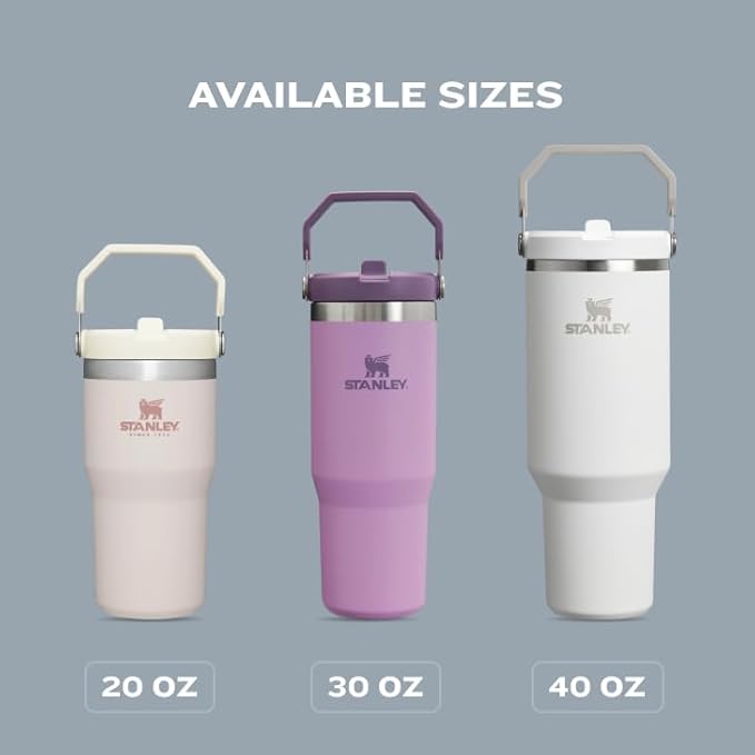 STANLEY IceFlow Flip Straw Tumbler with Handle 30 oz | Twist On Lid and Flip Up Straw | Leak Resistant Water Bottle | Insulated Stainless Steel |BPA-Free | Rose Quartz