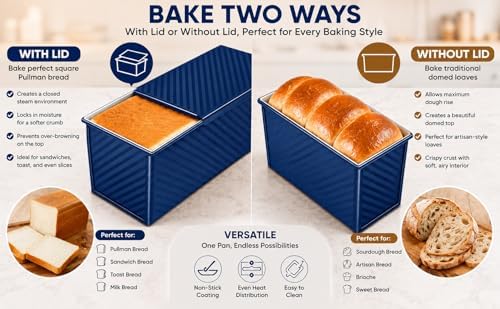 Bread Loaf Pan with Lid-2Pack, 2.2LB & 1LB