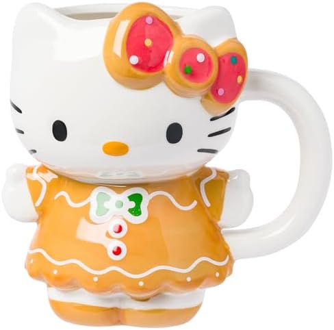 Silver Buffalo Sanrio Hello Kitty Gingerbread Dress, 3D Sculpted Mug, 20oz