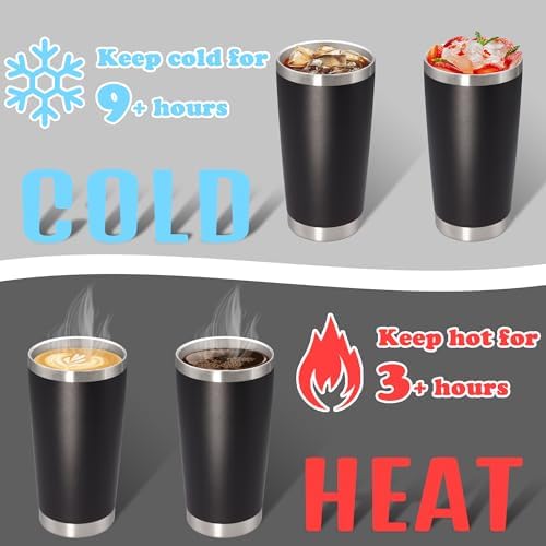 20 oz Tumbler Insulated Tumblers Stainless Steel Coffee Mug,Black 6PCS