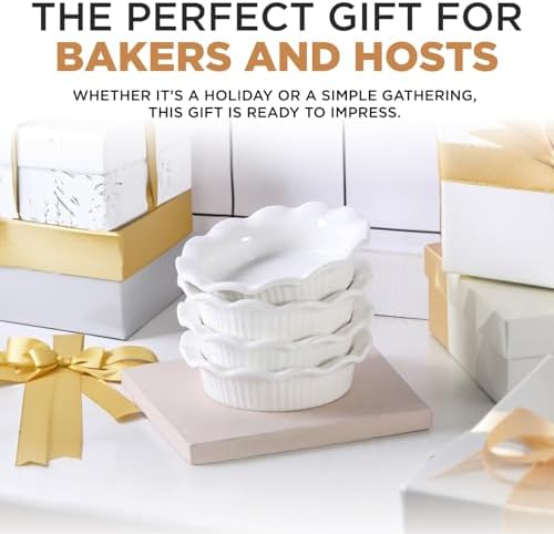 Aunt Shannon's Kitchen White Ceramic Mini Pie Pans, Set of 4