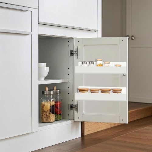 12 Inch Acrylic Spice Rack Wall Mount, White, 4 Pack
