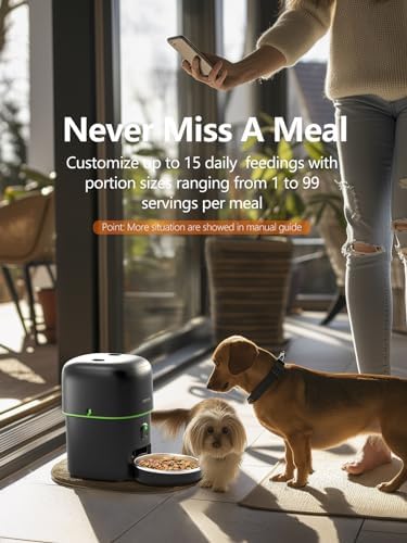 Automatic Cat Feeder with Camera - 5G WiFi Auto Cat Food Dispenser, 1080P HD Video with Night Vision, 1-15 Meals, 1-99 Portions, 2-Way Audio, Keeps Food Fresh, Timed Pet Feeder Also for Dogs