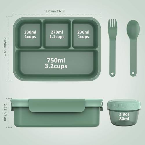 Caperci Bento Box Adult - 50 oz Large Lunch Containers for Adults and Teens