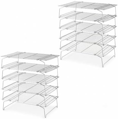 LIANYU 5-Tier Stackable Cooling Rack for Cooking & Baking, 10"x15", 2 Pack