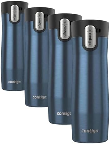 Contigo Travel Mug, Vacuum-Insulated Stainless Steel | AUTOSEAL Technology | Easy-Clean Lid | 20 oz | 2-Pack, Pack of 4