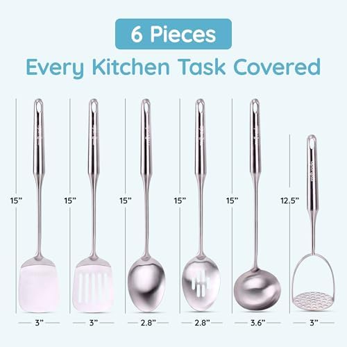 Millvado Stainless Steel Big Cooking Spoon, Kitchen Utensils and Gadgets, 15 Inch Large Spoon For for Cooking, Basting, Serving, Dishwasher Safe Metal Utensil, Durable, Solid Construction