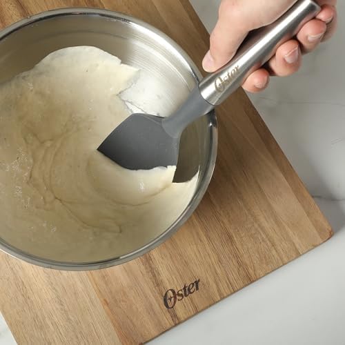 Oster Chadswyck 11” Silicone Turner Spatula, Heat Resistant Head, Stainless Steel Handle, Safe for Nonstick Cookware, Dishwasher Safe