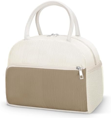 Coobiiya Corduroy Lunch Bag Lunch Box for Women Men, Reusable Cute Lunchbag - Leakproof, Insulated LunchBox Tote with Large Capacity